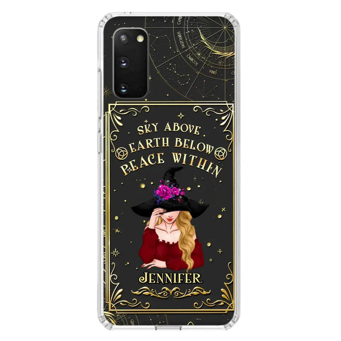 Custom Personalized Witch Tarrot Card Phone Case - Gift Idea For Witch/ Tarrot Lover - Sky Above Earth Below Peace Within - Case For iPhone/ Samsung