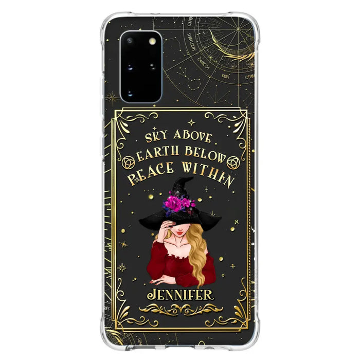 Custom Personalized Witch Tarrot Card Phone Case - Gift Idea For Witch/ Tarrot Lover - Sky Above Earth Below Peace Within - Case For iPhone/ Samsung