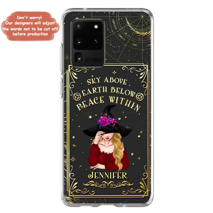 Custom Personalized Witch Tarrot Card Phone Case - Gift Idea For Witch/ Tarrot Lover - Sky Above Earth Below Peace Within - Case For iPhone/ Samsung