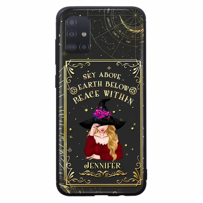 Custom Personalized Witch Tarrot Card Phone Case - Gift Idea For Witch/ Tarrot Lover - Sky Above Earth Below Peace Within - Case For iPhone/ Samsung