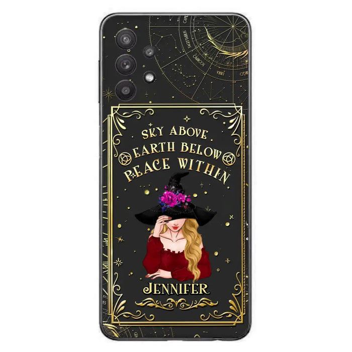 Custom Personalized Witch Tarrot Card Phone Case - Gift Idea For Witch/ Tarrot Lover - Sky Above Earth Below Peace Within - Case For iPhone/ Samsung