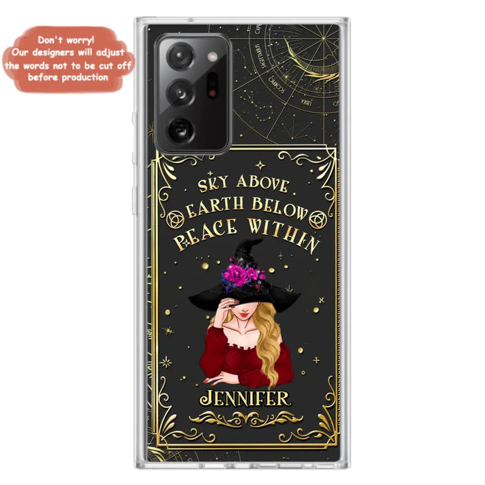 Custom Personalized Witch Tarrot Card Phone Case - Gift Idea For Witch/ Tarrot Lover - Sky Above Earth Below Peace Within - Case For iPhone/ Samsung