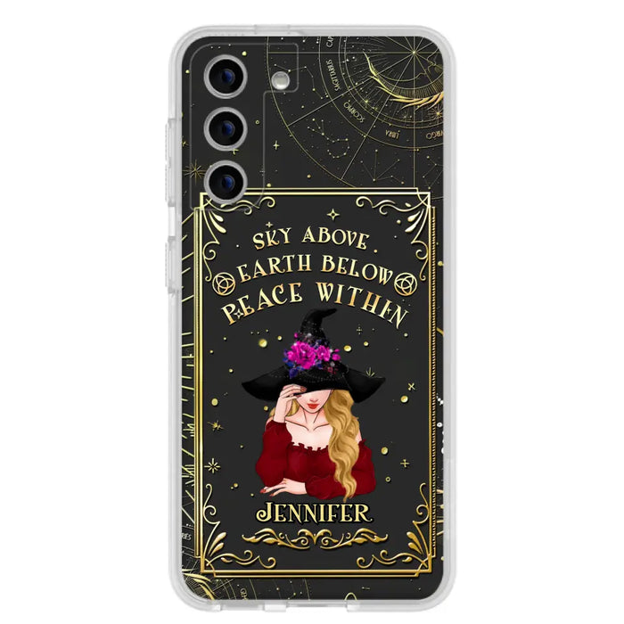 Custom Personalized Witch Tarrot Card Phone Case - Gift Idea For Witch/ Tarrot Lover - Sky Above Earth Below Peace Within - Case For iPhone/ Samsung