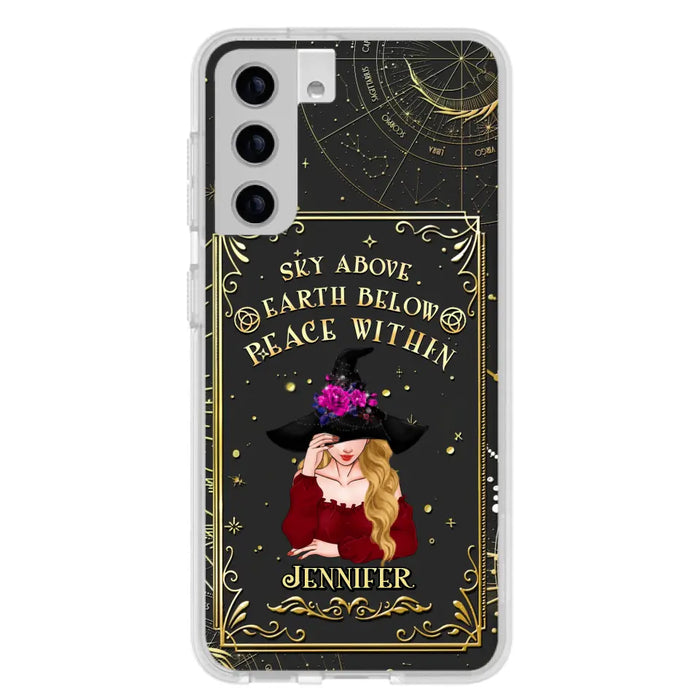 Custom Personalized Witch Tarrot Card Phone Case - Gift Idea For Witch/ Tarrot Lover - Sky Above Earth Below Peace Within - Case For iPhone/ Samsung