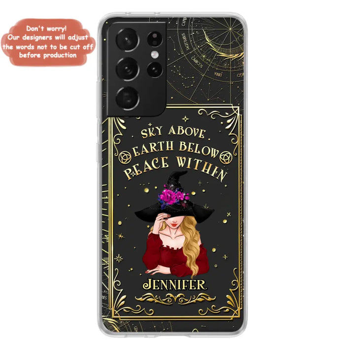 Custom Personalized Witch Tarrot Card Phone Case - Gift Idea For Witch/ Tarrot Lover - Sky Above Earth Below Peace Within - Case For iPhone/ Samsung