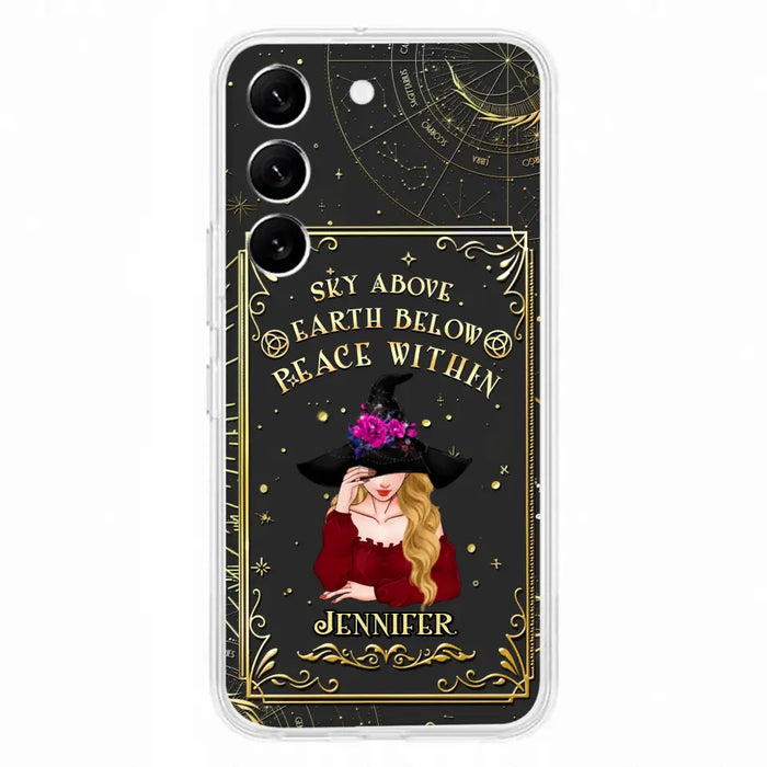 Custom Personalized Witch Tarrot Card Phone Case - Gift Idea For Witch/ Tarrot Lover - Sky Above Earth Below Peace Within - Case For iPhone/ Samsung