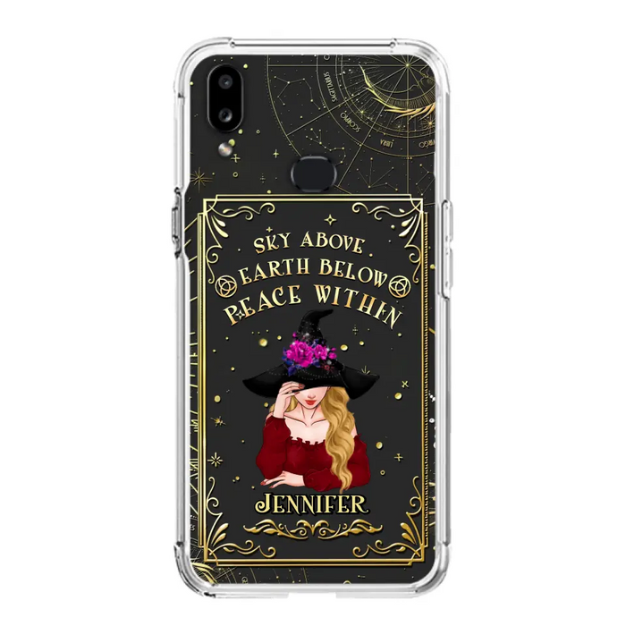 Custom Personalized Witch Tarrot Card Phone Case - Gift Idea For Witch/ Tarrot Lover - Sky Above Earth Below Peace Within - Case For iPhone/ Samsung