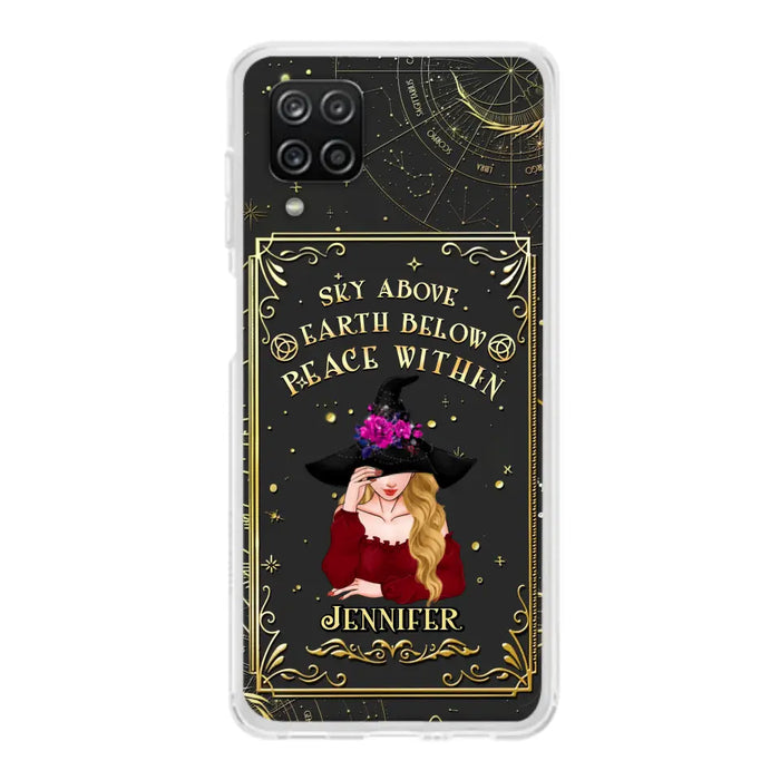 Custom Personalized Witch Tarrot Card Phone Case - Gift Idea For Witch/ Tarrot Lover - Sky Above Earth Below Peace Within - Case For iPhone/ Samsung