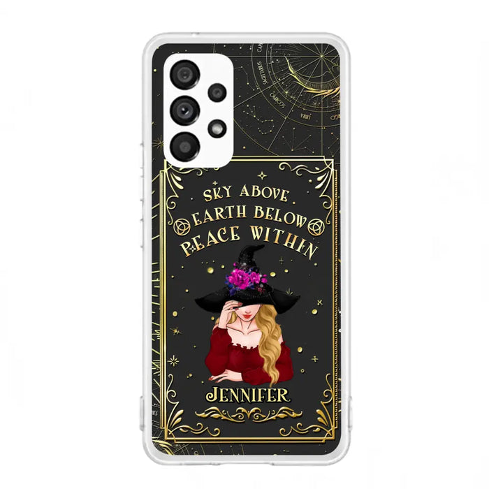 Custom Personalized Witch Tarrot Card Phone Case - Gift Idea For Witch/ Tarrot Lover - Sky Above Earth Below Peace Within - Case For iPhone/ Samsung