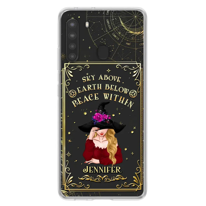 Custom Personalized Witch Tarrot Card Phone Case - Gift Idea For Witch/ Tarrot Lover - Sky Above Earth Below Peace Within - Case For iPhone/ Samsung