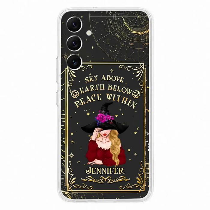 Custom Personalized Witch Tarrot Card Phone Case - Gift Idea For Witch/ Tarrot Lover - Sky Above Earth Below Peace Within - Case For iPhone/ Samsung