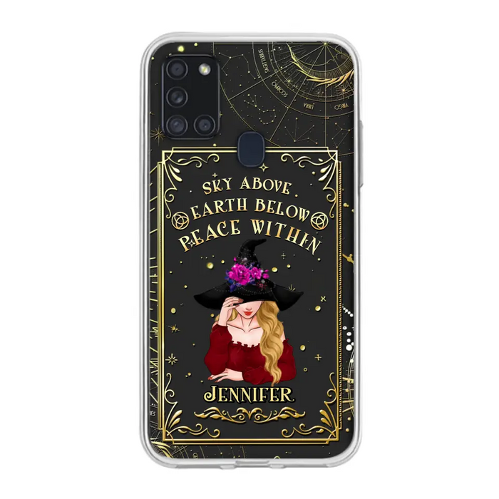 Custom Personalized Witch Tarrot Card Phone Case - Gift Idea For Witch/ Tarrot Lover - Sky Above Earth Below Peace Within - Case For iPhone/ Samsung