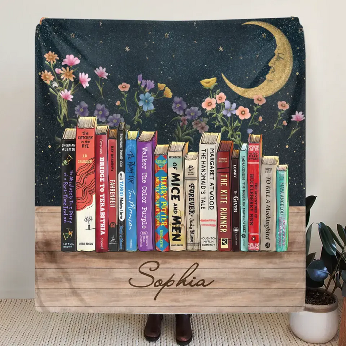 Custom Personalized Reading Girl Quilt/Fleece Throw Blanket - Gift Idea For Book Lover