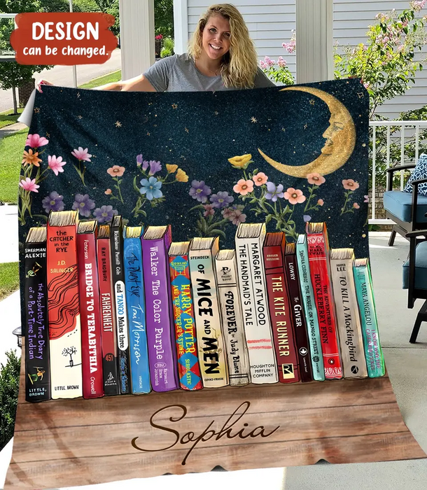 Custom Personalized Reading Girl Quilt/Fleece Throw Blanket - Gift Idea For Book Lover