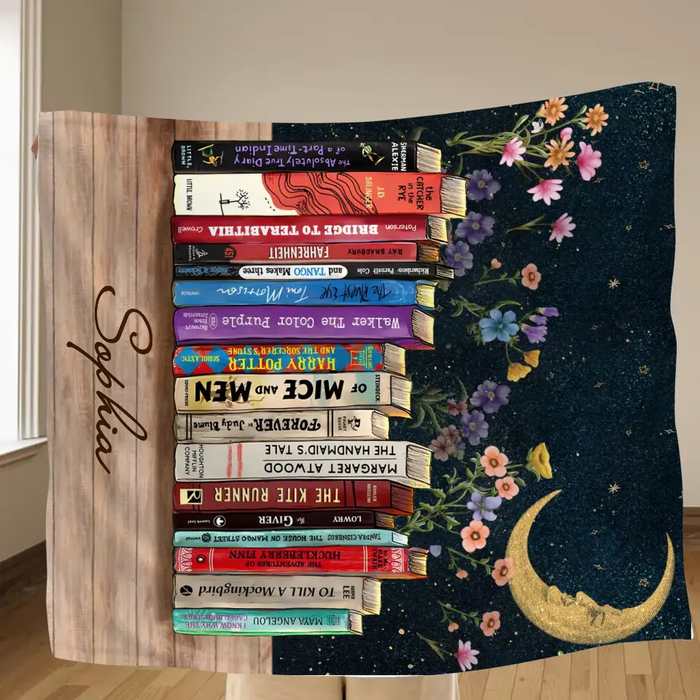 Custom Personalized Reading Girl Quilt/Fleece Throw Blanket - Gift Idea For Book Lover