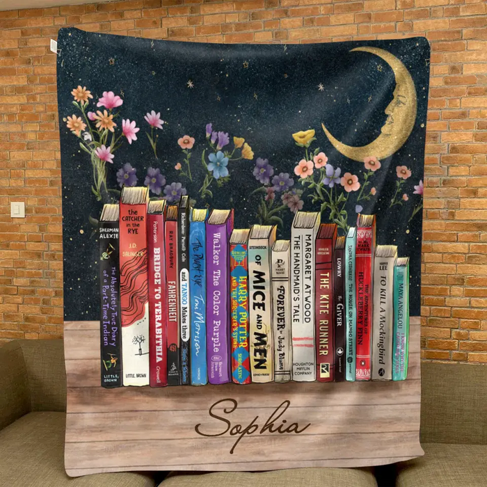 Custom Personalized Reading Girl Quilt/Fleece Throw Blanket - Gift Idea For Book Lover