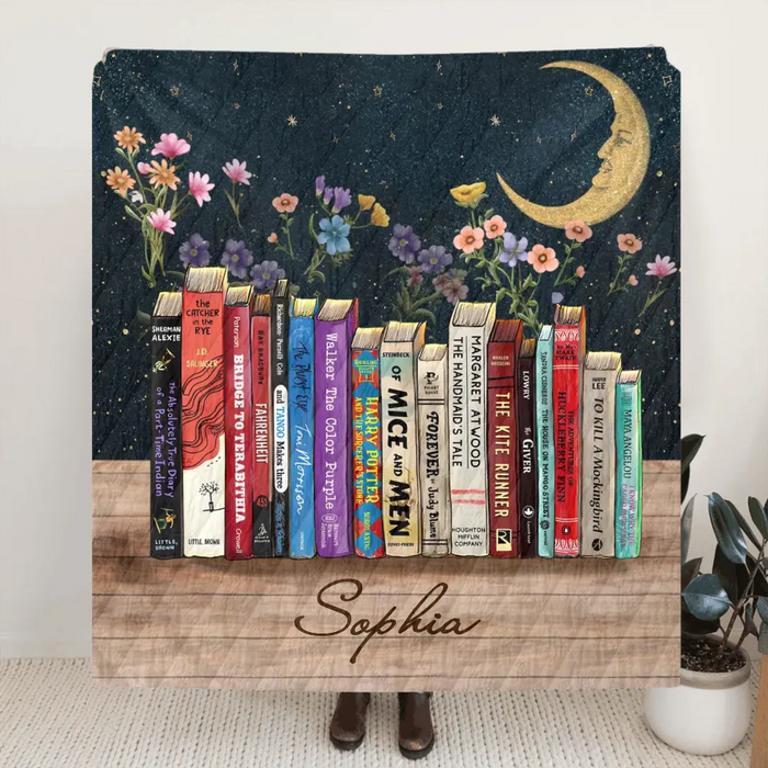 Custom Personalized Reading Girl Quilt/Fleece Throw Blanket - Gift Idea For Book Lover