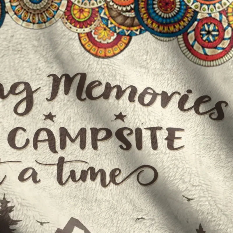 Personalized Floral Retro Vintage Camping Quilt/Fleece Throw Blanket - Gift Idea For Family/Camping Lover - Parents/Single Parent With Up to 4 Kids, 4 Pets - Making Memories One Campsite At A Time