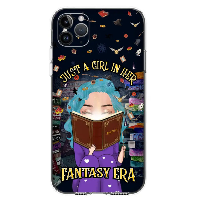 Custom Personalized Reading Book Phone Case - Gift Idea For Book Lovers - Just A Girl In Her Fantasy Era - Case For iPhone/ Samsung