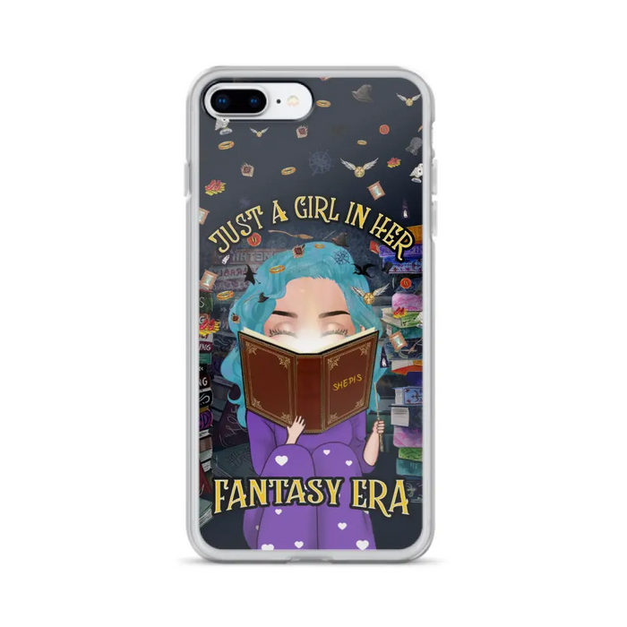 Custom Personalized Reading Book Phone Case - Gift Idea For Book Lovers - Just A Girl In Her Fantasy Era - Case For iPhone/ Samsung