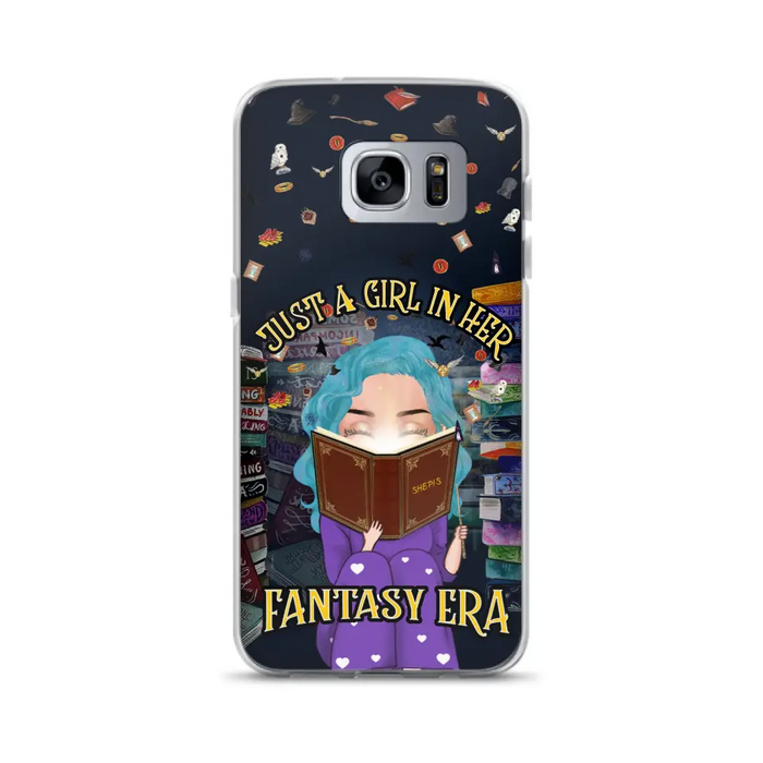 Custom Personalized Reading Book Phone Case - Gift Idea For Book Lovers - Just A Girl In Her Fantasy Era - Case For iPhone/ Samsung