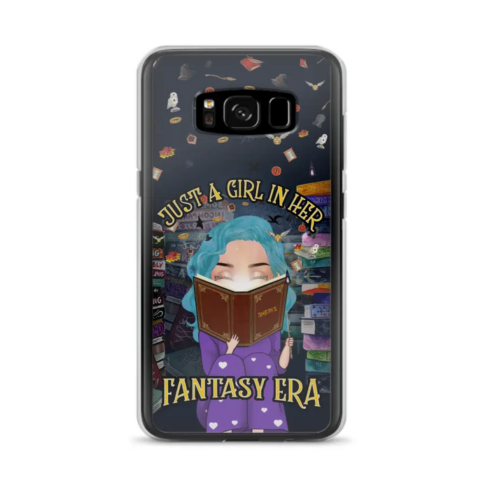 Custom Personalized Reading Book Phone Case - Gift Idea For Book Lovers - Just A Girl In Her Fantasy Era - Case For iPhone/ Samsung