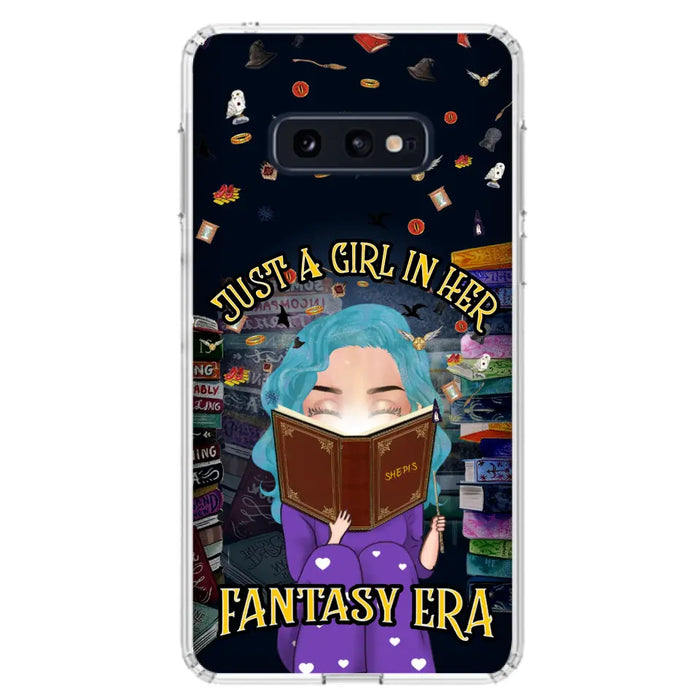 Custom Personalized Reading Book Phone Case - Gift Idea For Book Lovers - Just A Girl In Her Fantasy Era - Case For iPhone/ Samsung