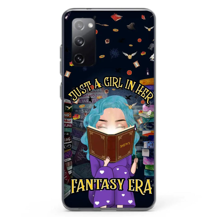 Custom Personalized Reading Book Phone Case - Gift Idea For Book Lovers - Just A Girl In Her Fantasy Era - Case For iPhone/ Samsung