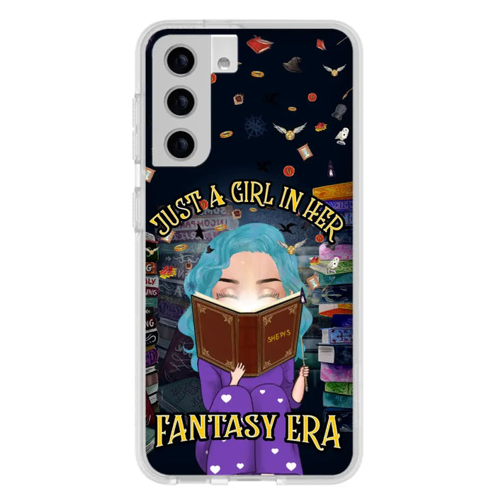 Custom Personalized Reading Book Phone Case - Gift Idea For Book Lovers - Just A Girl In Her Fantasy Era - Case For iPhone/ Samsung