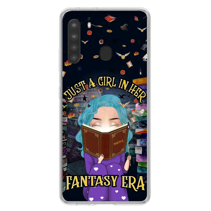 Custom Personalized Reading Book Phone Case - Gift Idea For Book Lovers - Just A Girl In Her Fantasy Era - Case For iPhone/ Samsung