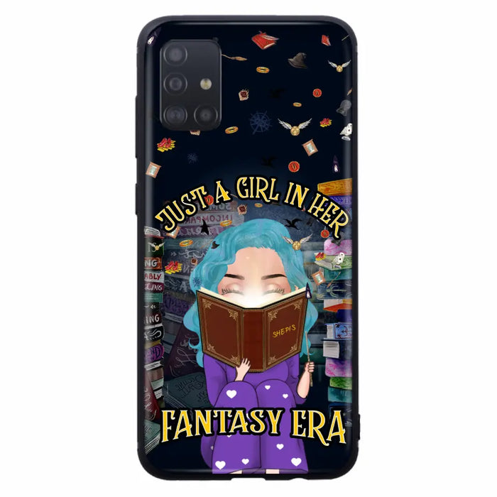 Custom Personalized Reading Book Phone Case - Gift Idea For Book Lovers - Just A Girl In Her Fantasy Era - Case For iPhone/ Samsung