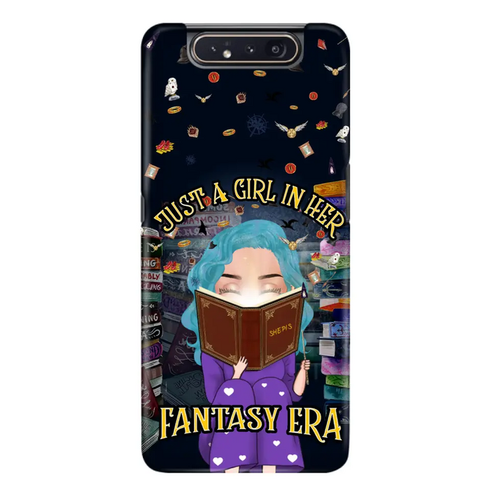 Custom Personalized Reading Book Phone Case - Gift Idea For Book Lovers - Just A Girl In Her Fantasy Era - Case For iPhone/ Samsung