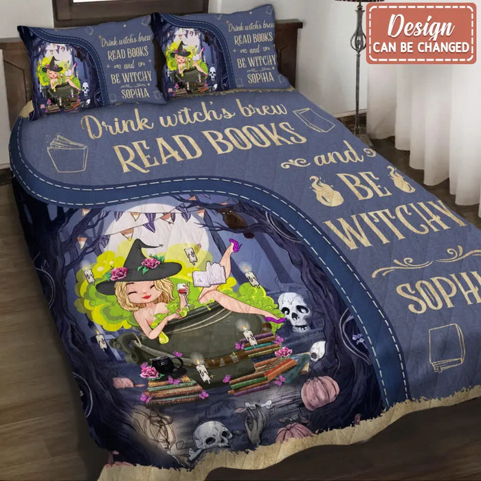 Custom Personalized Book Witch Quilt Bed Sets - Gift Idea For Books Lover - In A World Of Book Worms Be A Book Witch