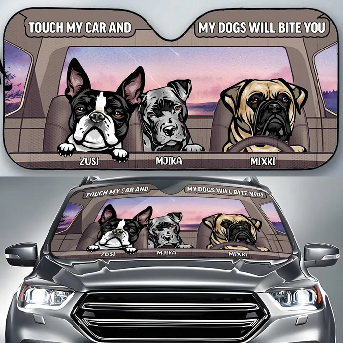 Custom Personalized Dog Car Sunshade - Upto 4 Dogs - Gift Idea For Dog Lover - Life Is Better With Dogs