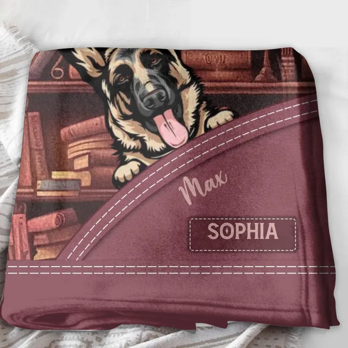 Custom Personalized Dogs Fleece Throw Blanket/ Quilt Blanket - Gift Idea For Dog Lovers - Just A Girl Who Loves Books And Dogs