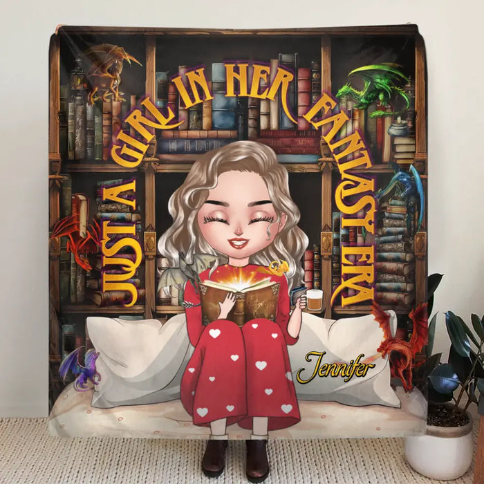 Custom Personalized Fantasy Reading Book Quilt/ Fleece Throw Blanket - Gift Idea For Book Lovers - Just A Girl In Her Fantasy Era