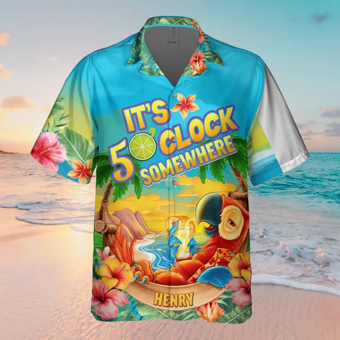 Custom Personalized Parrot Hawaiian Shirt - Gitt Idea For Summer/ Friends/ Family - It's 5 O'clock Somewhere