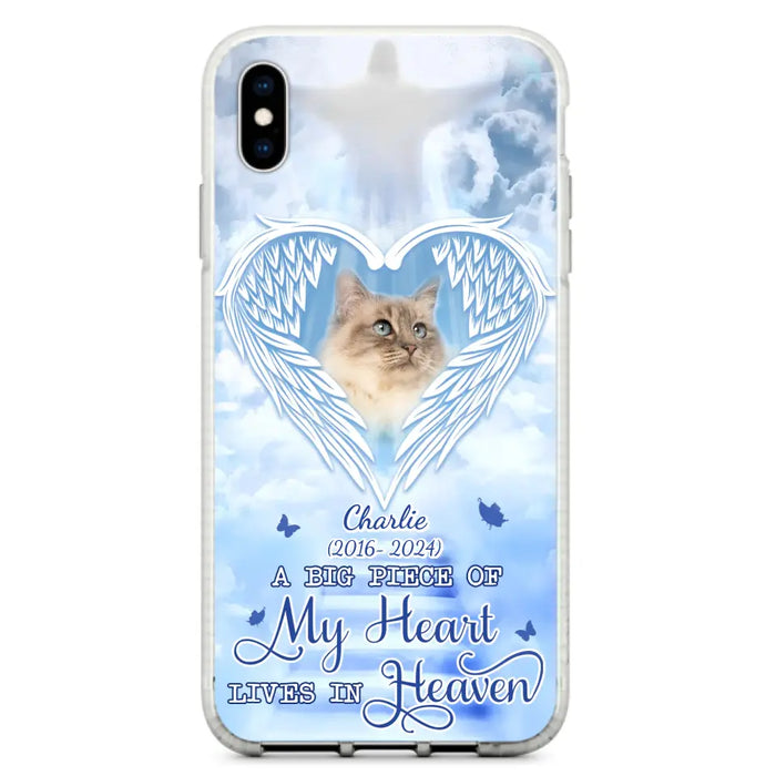 Custom Personalized Memorial Pet Phone Case - Upload Photo - Memorial Gift Idea For Pet Owner - A Big Piece Of My Heart Lives In Heaven - Case For iPhone/ Samsung