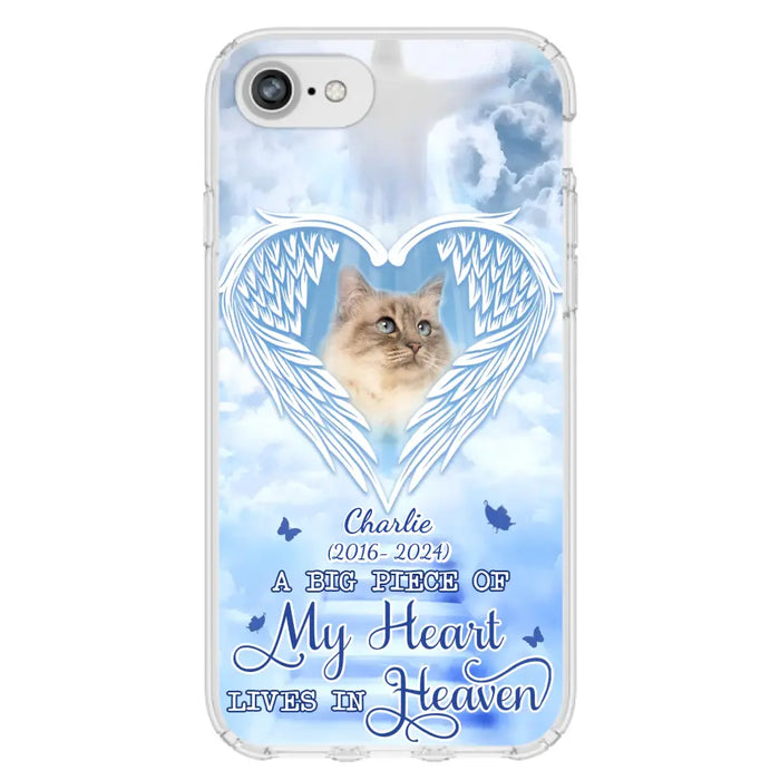 Custom Personalized Memorial Pet Phone Case - Upload Photo - Memorial Gift Idea For Pet Owner - A Big Piece Of My Heart Lives In Heaven - Case For iPhone/ Samsung