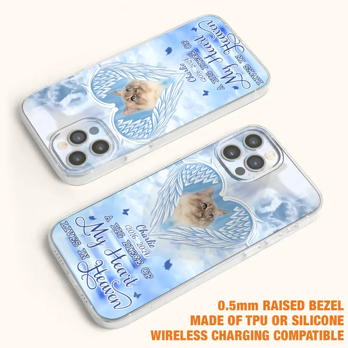 Custom Personalized Memorial Pet Phone Case - Upload Photo - Memorial Gift Idea For Pet Owner - A Big Piece Of My Heart Lives In Heaven - Case For iPhone/ Samsung