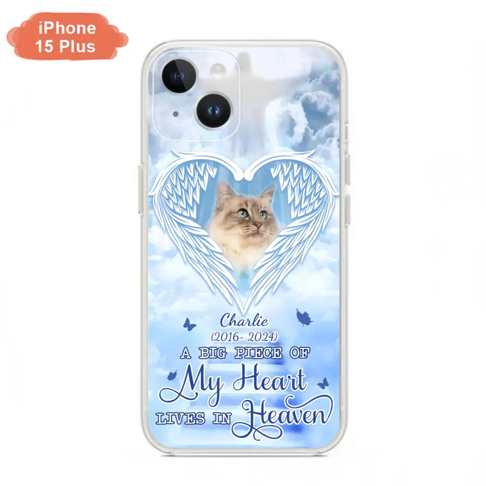 Custom Personalized Memorial Pet Phone Case - Upload Photo - Memorial Gift Idea For Pet Owner - A Big Piece Of My Heart Lives In Heaven - Case For iPhone/ Samsung