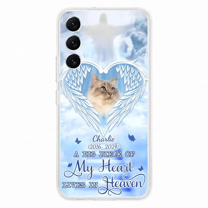 Custom Personalized Memorial Pet Phone Case - Upload Photo - Memorial Gift Idea For Pet Owner - A Big Piece Of My Heart Lives In Heaven - Case For iPhone/ Samsung