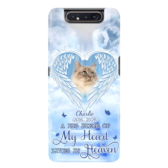 Custom Personalized Memorial Pet Phone Case - Upload Photo - Memorial Gift Idea For Pet Owner - A Big Piece Of My Heart Lives In Heaven - Case For iPhone/ Samsung