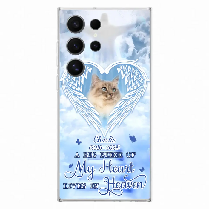 Custom Personalized Memorial Pet Phone Case - Upload Photo - Memorial Gift Idea For Pet Owner - A Big Piece Of My Heart Lives In Heaven - Case For iPhone/ Samsung