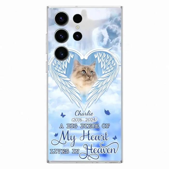 Custom Personalized Memorial Pet Phone Case - Upload Photo - Memorial Gift Idea For Pet Owner - A Big Piece Of My Heart Lives In Heaven - Case For iPhone/ Samsung