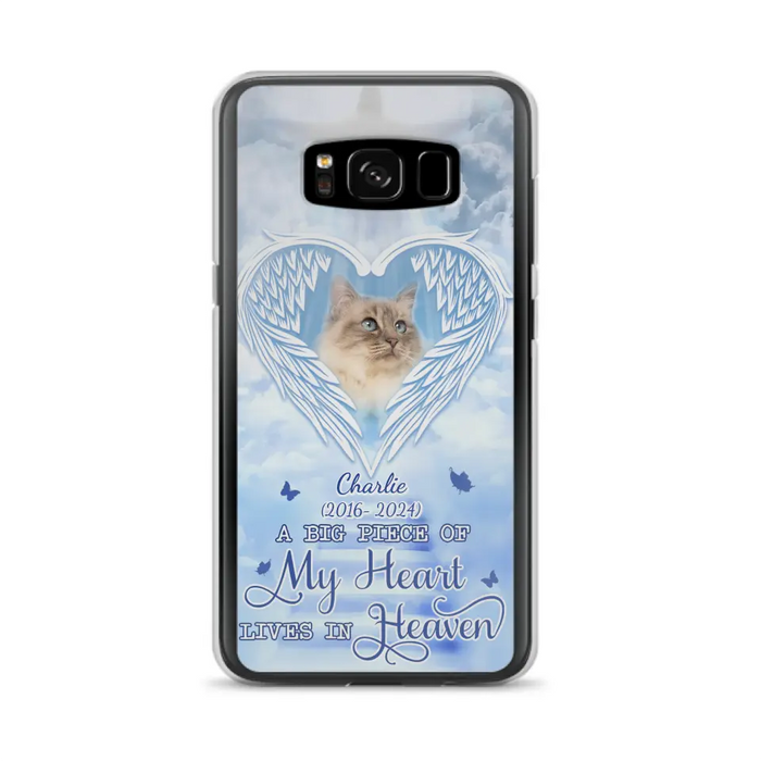 Custom Personalized Memorial Pet Phone Case - Upload Photo - Memorial Gift Idea For Pet Owner - A Big Piece Of My Heart Lives In Heaven - Case For iPhone/ Samsung