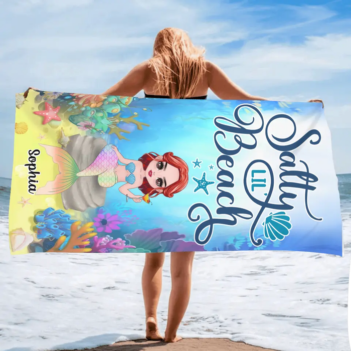 Custom Personalized Mermaid Beach Towel - Gift Idea For Mermaid Lovers - Salty Lil Beach