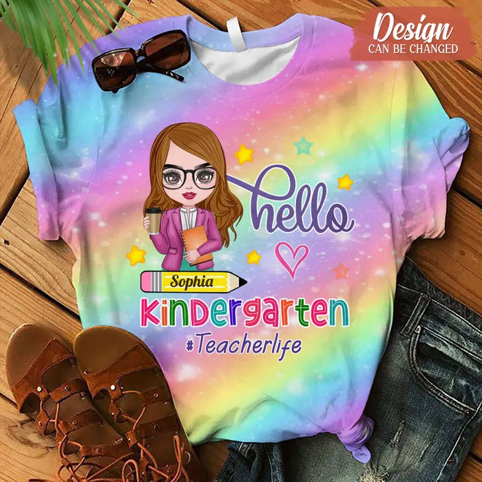 Custom Personalized Teacherlife AOP T-shirt - Gift Idea For Teacher - Hello Kindergarten