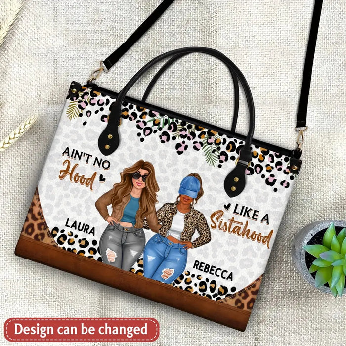 Custom Personalized Friend PU Leather Handbag With Long Straps - Gift Idea For Bestie/ Friend - Ain't No Hood Like a Sistahood