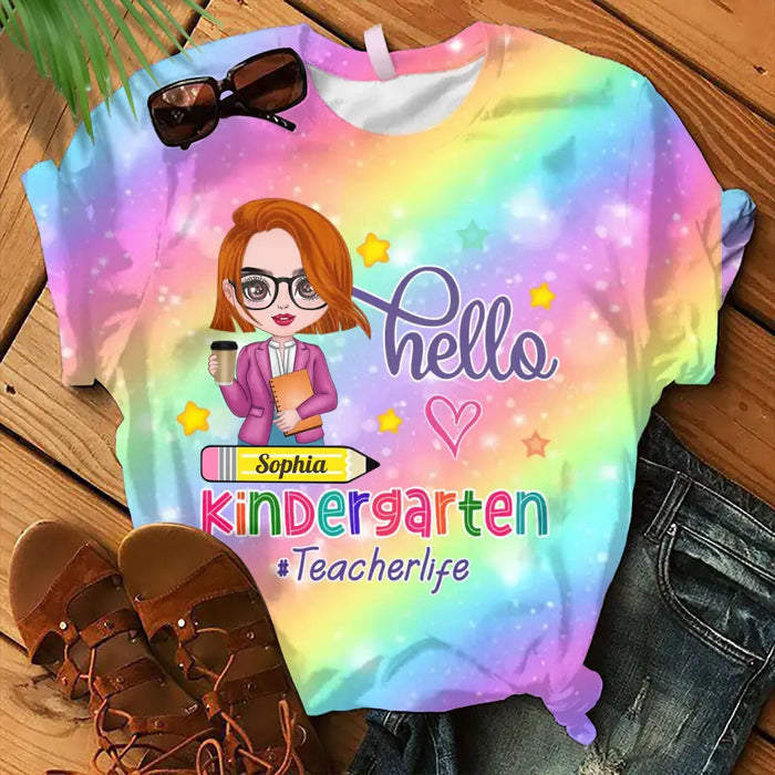 Custom Personalized Teacherlife AOP T-shirt - Gift Idea For Teacher - Hello Kindergarten